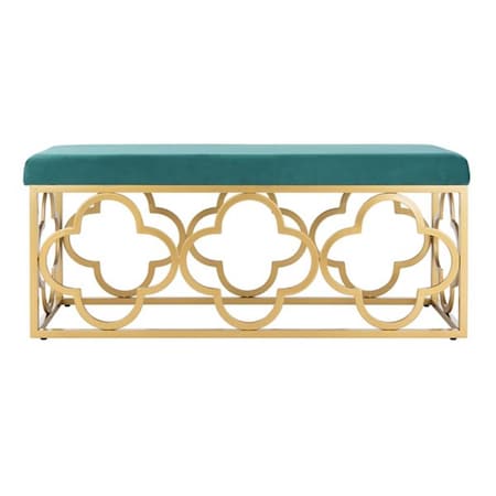 Safavieh 44.5 x 16.5 x 19 in. Fleur Rectangle Bench, Emerald & Gold BCH6205B
